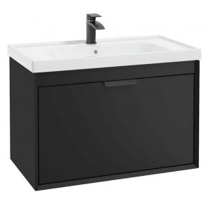 FJORD 80cm Matt Black Wall Hung Vanity Unit-Matt Black Handle