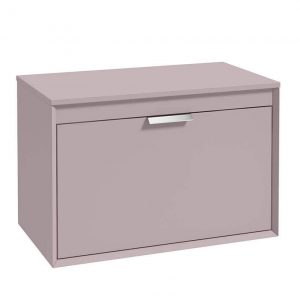 FJORD 80cm Matt Cashmere Pink Wall Hung Countertop Vanity Unit - Brushed Chrome Handle