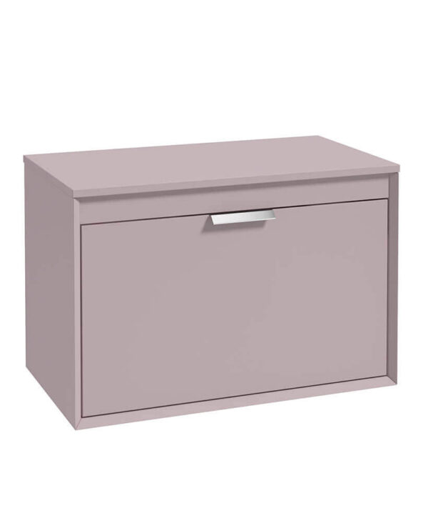  FJORD 80cm Matt Cashmere Pink Wall Hung Countertop Vanity Unit - Brushed Chrome Handle