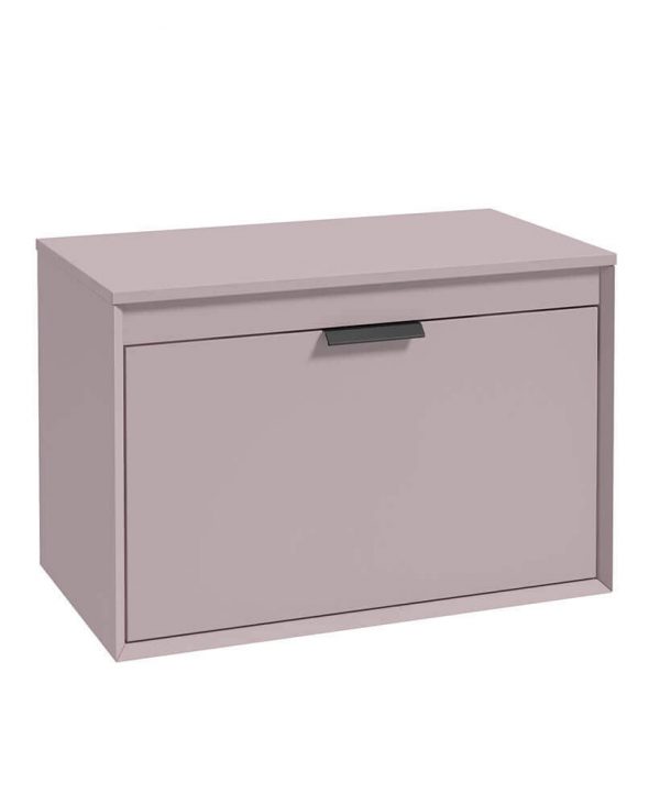  FJORD 80cm Matt Cashmere Pink Wall Hung Countertop Vanity Unit - Matt Black Handle