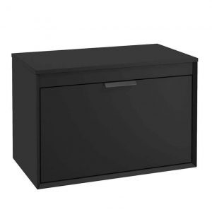 FJORD 80cm Matt Black Wall Hung Countertop Vanity Unit - Matt Black Handle