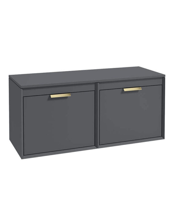  FJORD 120cm Matt Midnight Grey Wall Hung Countertop Vanity Unit - Brushed Gold Handle