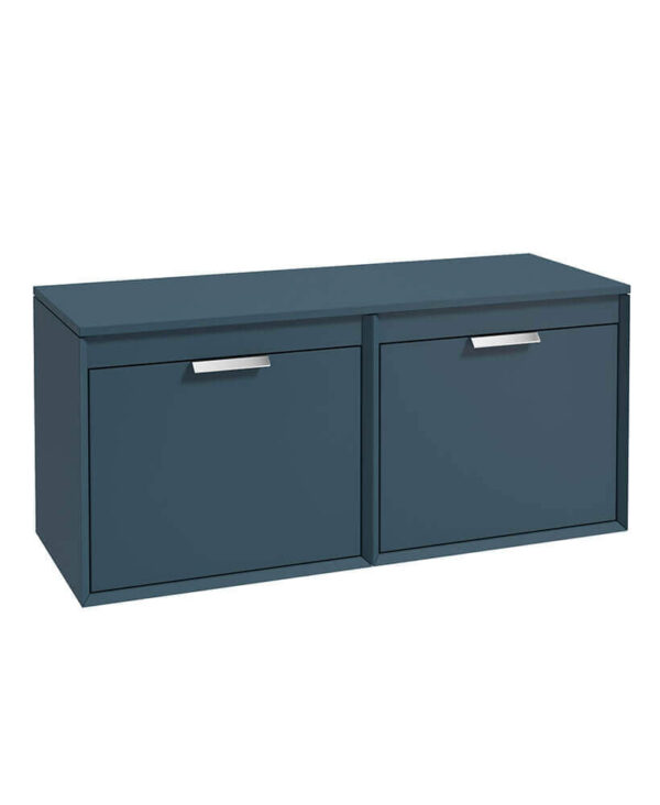  FJORD 120cm Matt Ocean Blue Wall Hung Countertop Vanity Unit - Brushed Chrome Handle