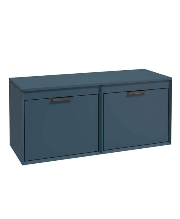  FJORD 120cm Matt Ocean Blue  Wall Hung Countertop Vanity Unit - Matt Black Handle