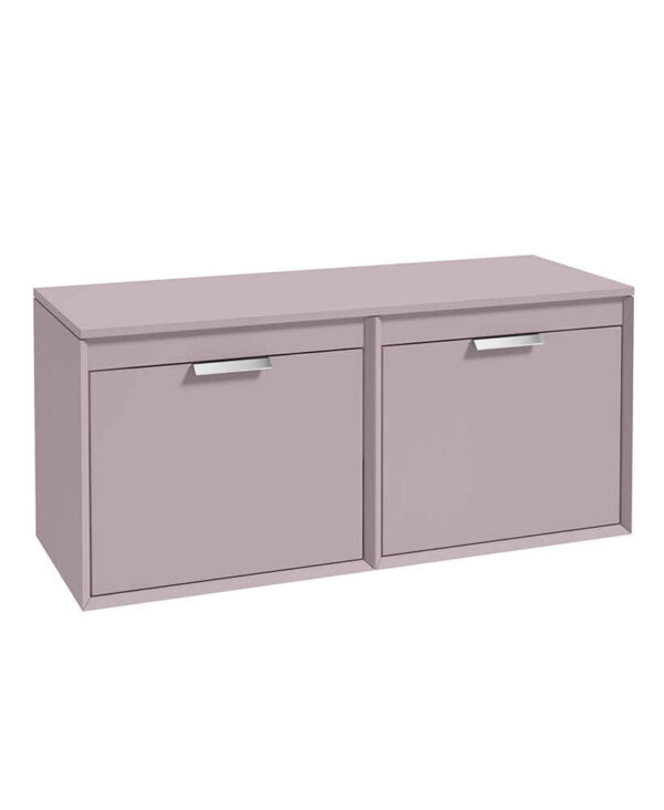  FJORD 120cm Matt Cashmere Pink Wall Hung Countertop Vanity Unit - Brushed Chrome Handle