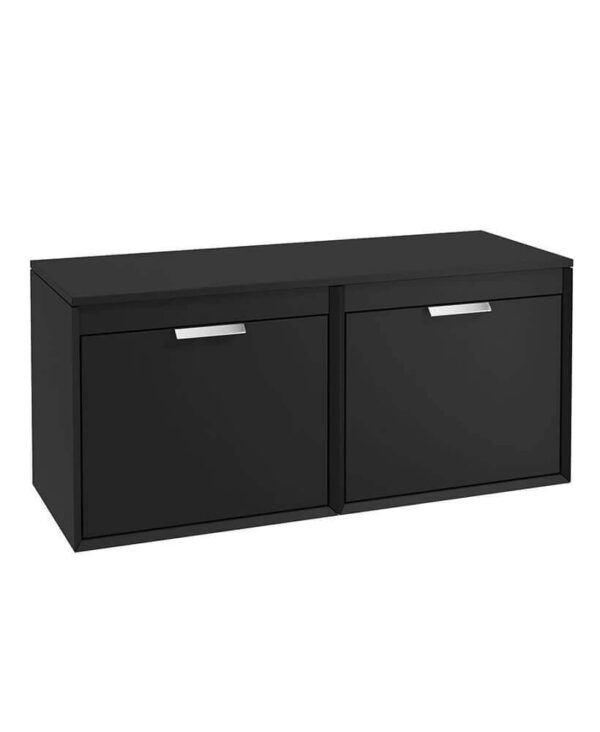  FJORD 120cm Matt Black Wall Hung Countertop Vanity Unit - Brushed Chrome Handle