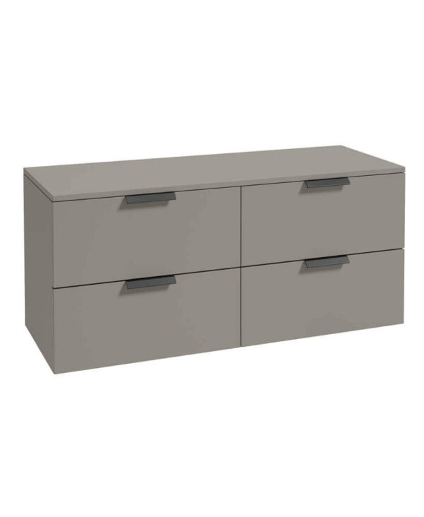  STOCKHOLM 120cm Four Drawer Matt Khaki Countertop Vanity Unit - Matt Black Handle