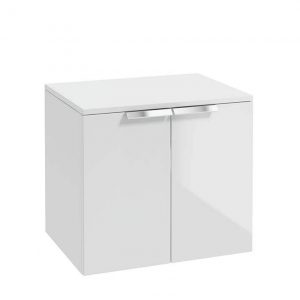 STOCKHOLM 60cm Two Door Countertop Wall Hung Gloss White- Chrome Handles