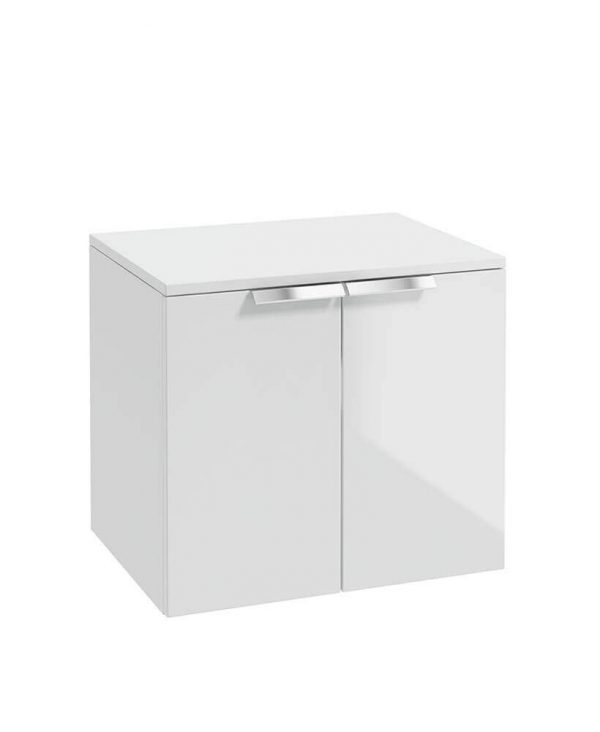  STOCKHOLM 60cm Two Door Countertop Wall Hung Gloss White- Chrome Handles