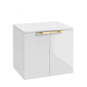 STOCKHOLM 60cm Two Door Countertop Wall Hung Gloss White- Gold Handles