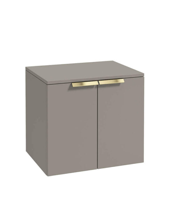  STOCKHOLM 60cm Two Door Countertop Wall Hung Matt Khaki- Gold Handles