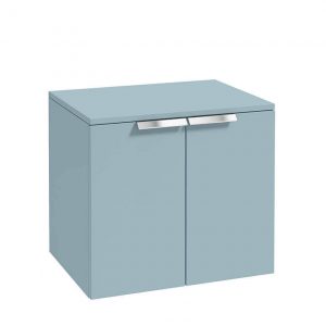 STOCKHOLM 60cm Two Door Countertop Wall Hung Matt Morning Sky Blue- Chrome Handles