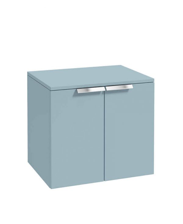  STOCKHOLM 60cm Two Door Countertop Wall Hung Matt Morning Sky Blue- Chrome Handles