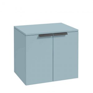 STOCKHOLM 60cm Two Door Countertop Wall Hung Matt Morning Sky Blue- Black Handles