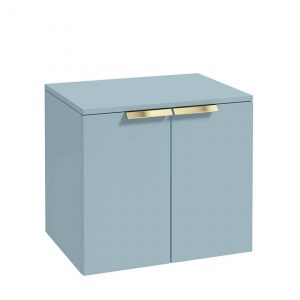 STOCKHOLM 60cm Two Door Countertop Wall Hung Matt Morning Sky Blue- Gold Handles