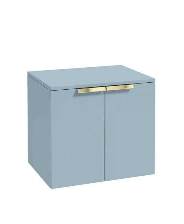  STOCKHOLM 60cm Two Door Countertop Wall Hung Matt Morning Sky Blue- Gold Handles