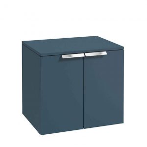 STOCKHOLM 60cm Two Door Countertop Wall Hung Matt Ocean Blue- Chrome Handles