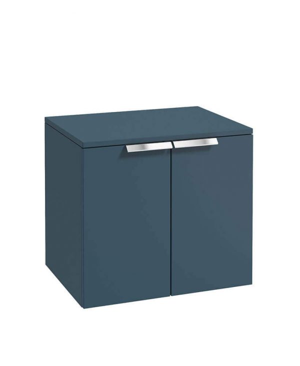  STOCKHOLM 60cm Two Door Countertop Wall Hung Matt Ocean Blue- Chrome Handles