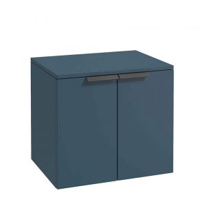 STOCKHOLM 60cm Two Door Countertop Wall Hung Matt Ocean Blue- Black Handles