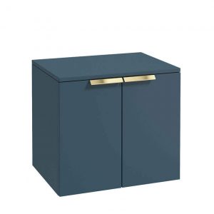 STOCKHOLM 60cm Two Door Countertop Wall Hung Matt Ocean Blue- Gold Handles