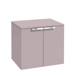 STOCKHOLM 60cm Two Door Countertop Wall Hung Matt Cashmere Pink- Chrome Handles