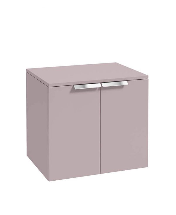  STOCKHOLM 60cm Two Door Countertop Wall Hung Matt Cashmere Pink- Chrome Handles