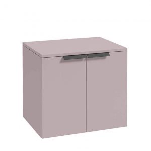 STOCKHOLM 60cm Two Door Countertop Wall Hung Matt Cashmere Pink- Black Handles