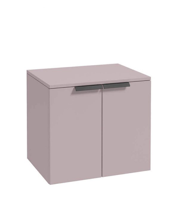  STOCKHOLM 60cm Two Door Countertop Wall Hung Matt Cashmere Pink- Black Handles