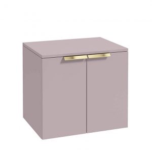 STOCKHOLM 60cm Two Door Countertop Wall Hung Matt Cashmere Pink- Gold Handles