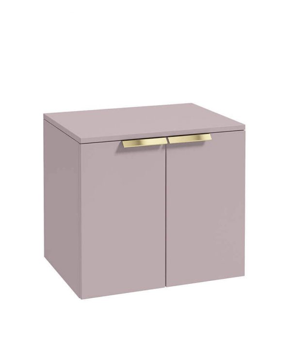  STOCKHOLM 60cm Two Door Countertop Wall Hung Matt Cashmere Pink- Gold Handles