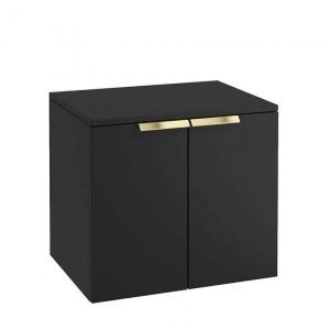 STOCKHOLM 60cm Two Door Countertop Wall Hung Matt Black- Gold Handles