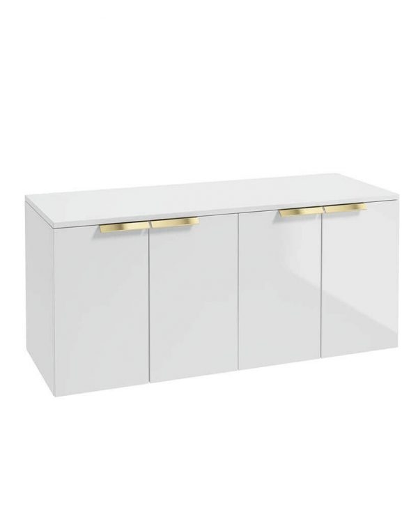 STOCKHOLM 120cm Four Door Gloss White Countertop Vanity Unit - Brushed Gold Handle