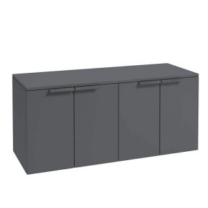 STOCKHOLM 120cm Four Door Matt Midnight Grey Countertop Vanity Unit - Matt Black Handle