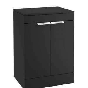 STOCKHOLM 60cm Floor Standing Two Door Matt Khaki Countertop Vanity Unit - Brushed Chrome Handle