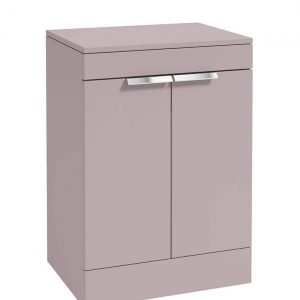 STOCKHOLM 60cm Floor Standing Two Door Matt Arctic Grey Countertop Vanity Unit - Brushed Chrome Handle