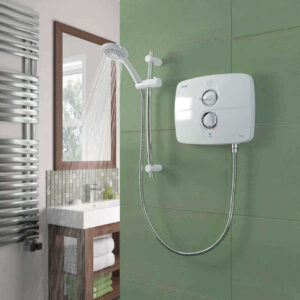 t90 sr pumped electric shower white